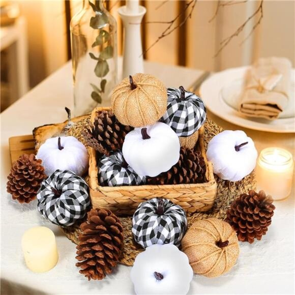 12pcs Mixed Artificial Fake Harvest Pumpkins for Fall Thanksgiving Halloween - Picture 6 of 7